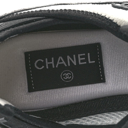Chanel Velvet Calfskin Mixed Fibers CC Sneakers 39.5 Ivory Black 8 of 10