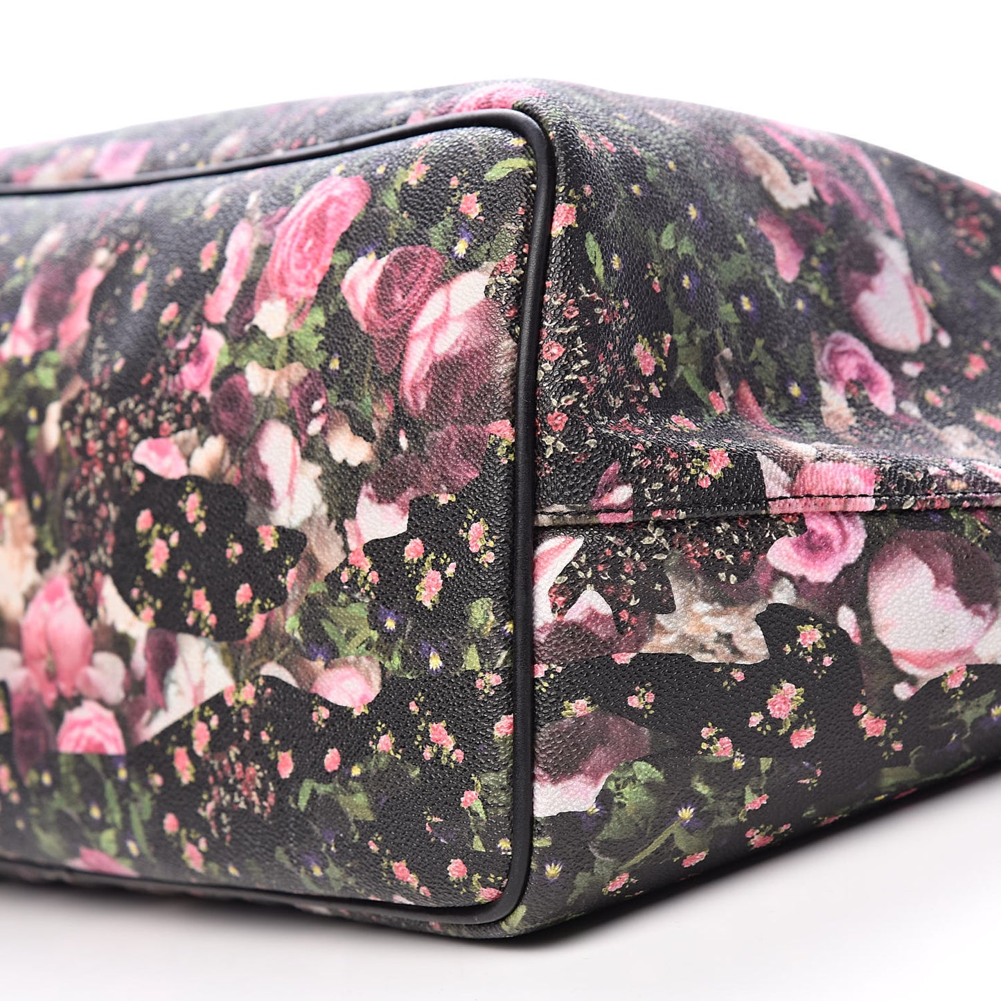 Textured Coated Canvas Roses Camouflage Print Large Antigona Tote Black