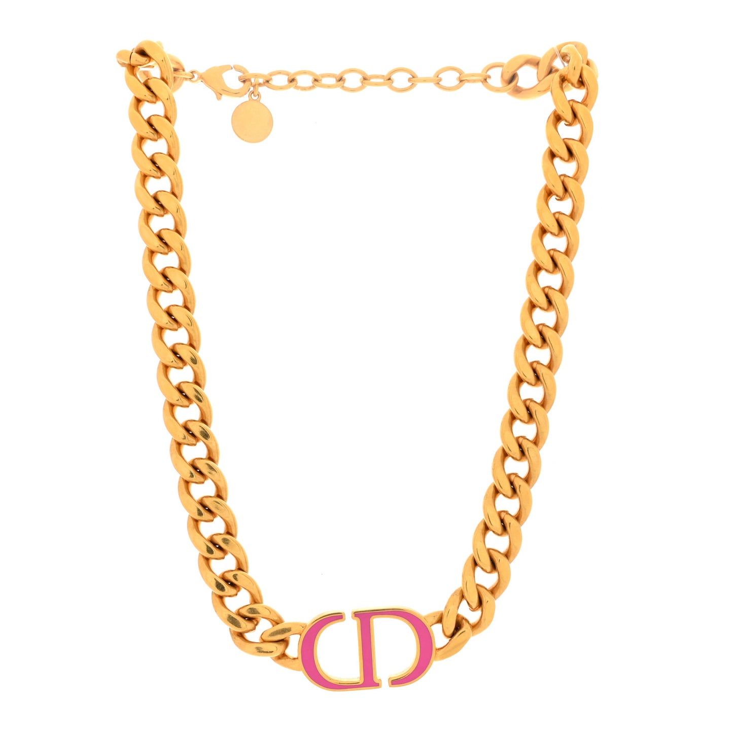 Metal CD Choker Necklace Gold Pink