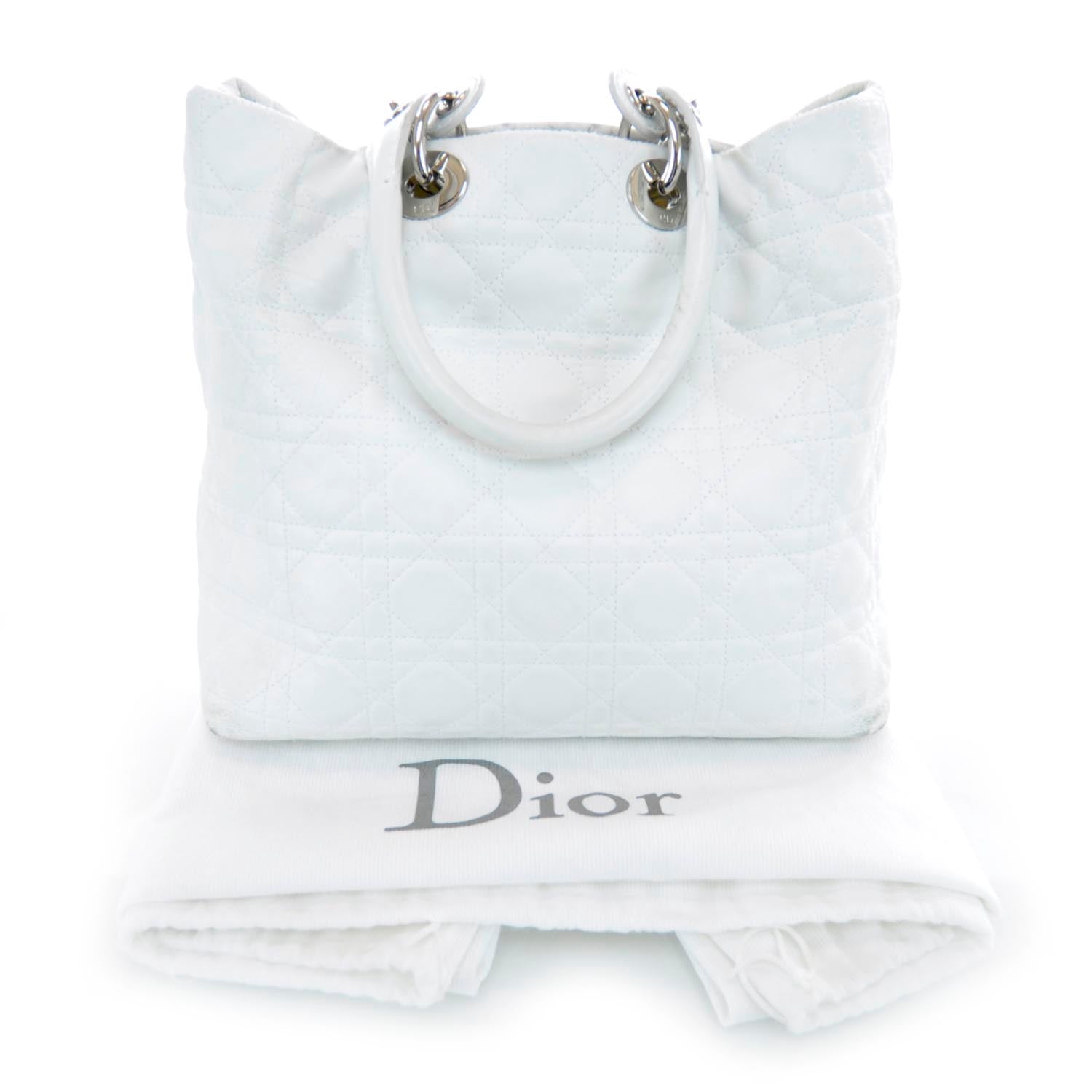 Christian Dior Lambskin Cannage Soft Lady Dior Tote White 3 of 9