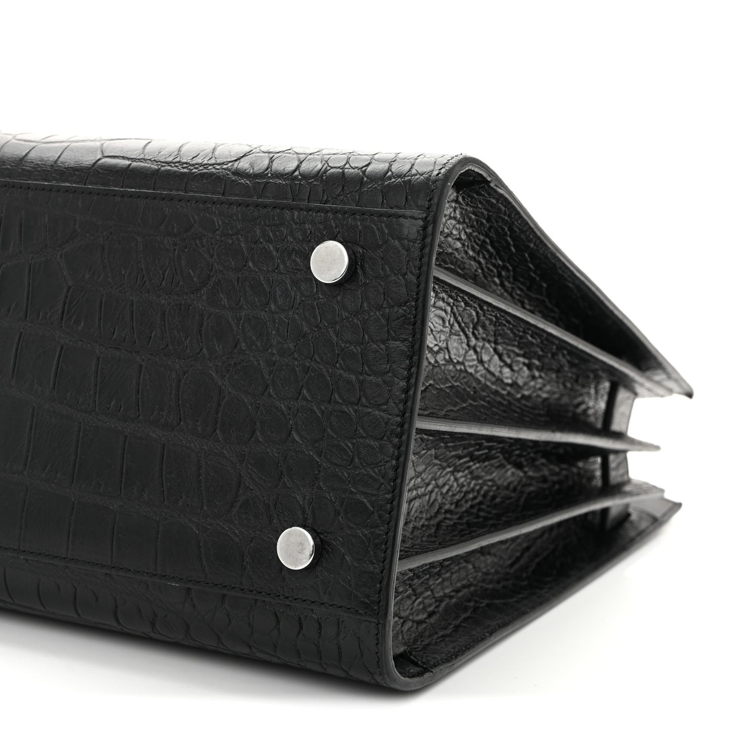 Calfskin Crocodile Embossed Small Sac de Jour  Black