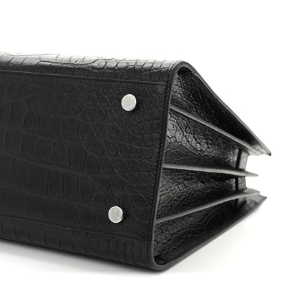 Saint Laurent Calfskin Crocodile Embossed Small Sac de Jour  Black 9 of 10