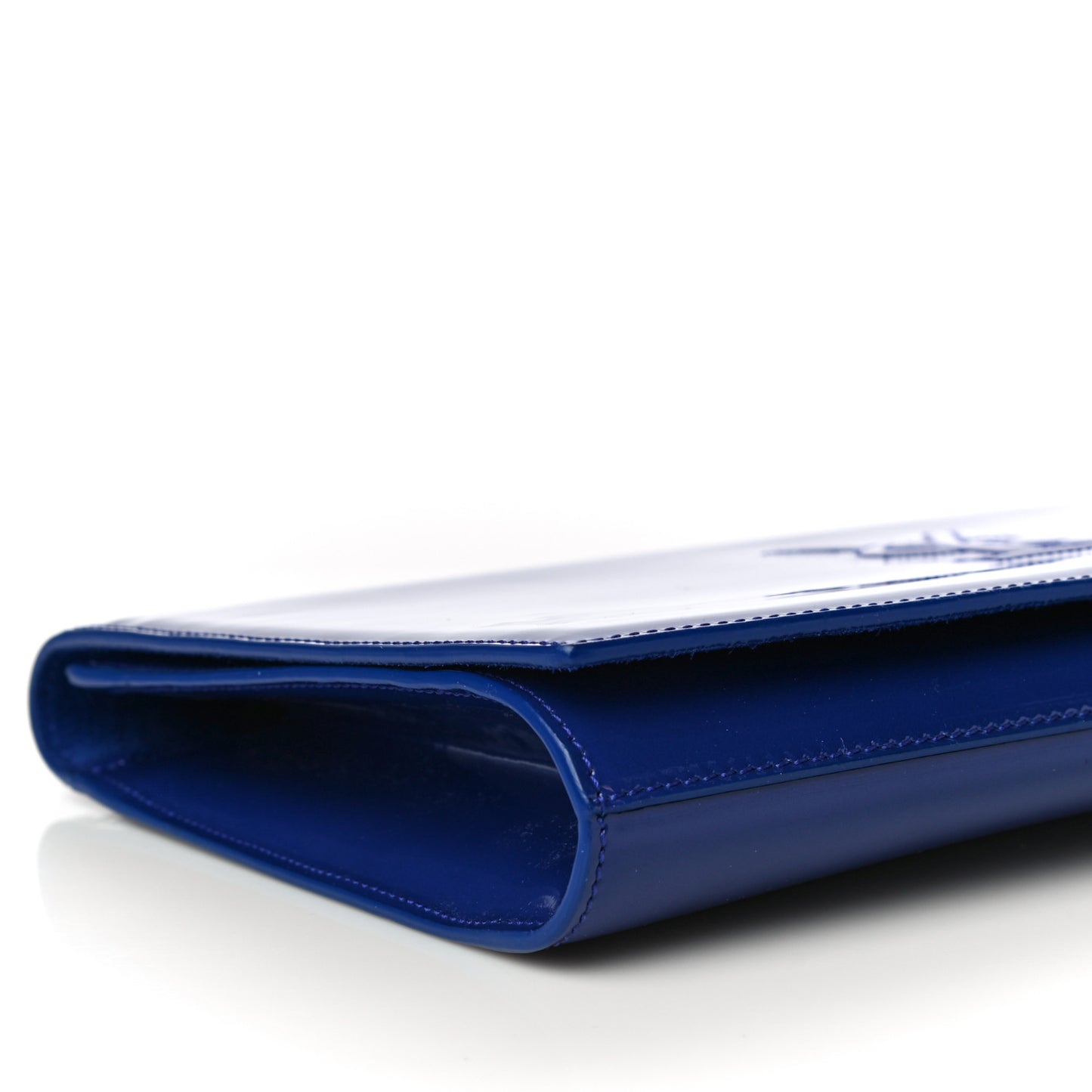 Patent Calfskin Monogram Large Belle De Jour Clutch Royal Blue
