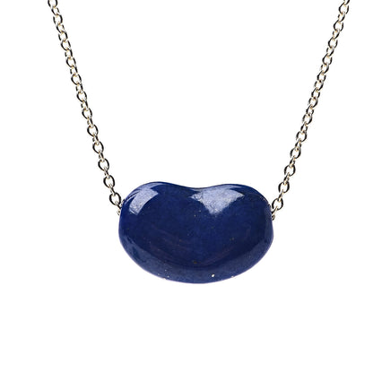 Tiffany 18K Yellow Gold Lapis Lazuli Elsa Peretti Bean Pendant Necklace 4 of 8