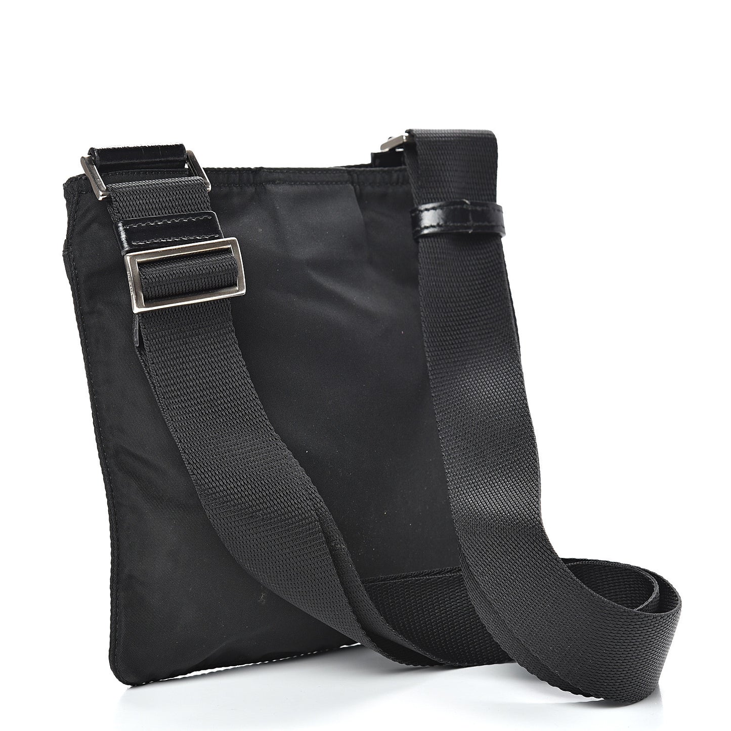 Nylon Small Flat Messenger Bag Black