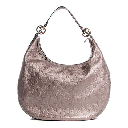 Gucci Metallic Guccissima Large GG Twins Hobo Mauve 1 of 7