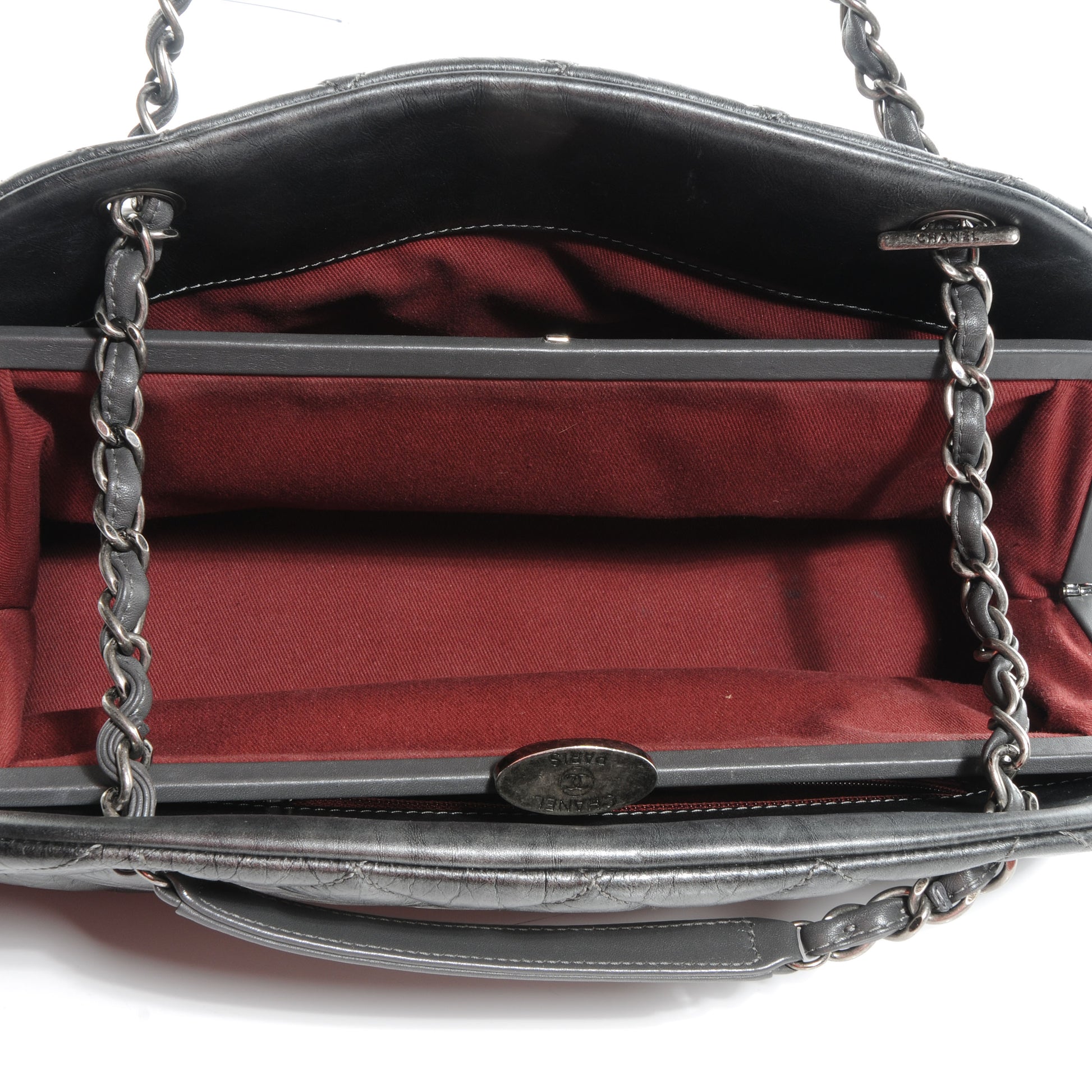 Chanel Aged Calfskin Medium Just Mademoiselle Metallic Grey 6 of 9