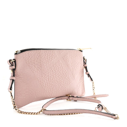 Burberry Signature Grain Calfskin Check Embossed Peyton Crossbody Clutch Bag Pale Orchid 3 of 11