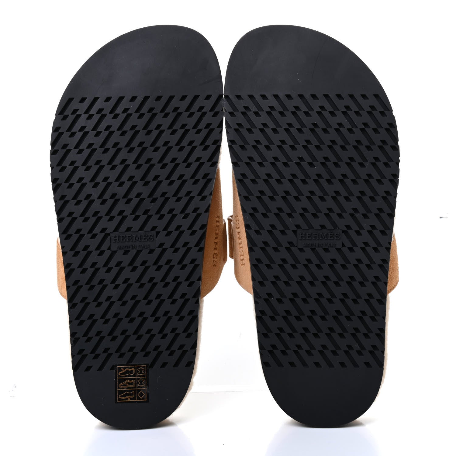 Hermes Suede Goatskin Woolskin Womens Chypre Sandals 37 Golden Beige 4 of 4