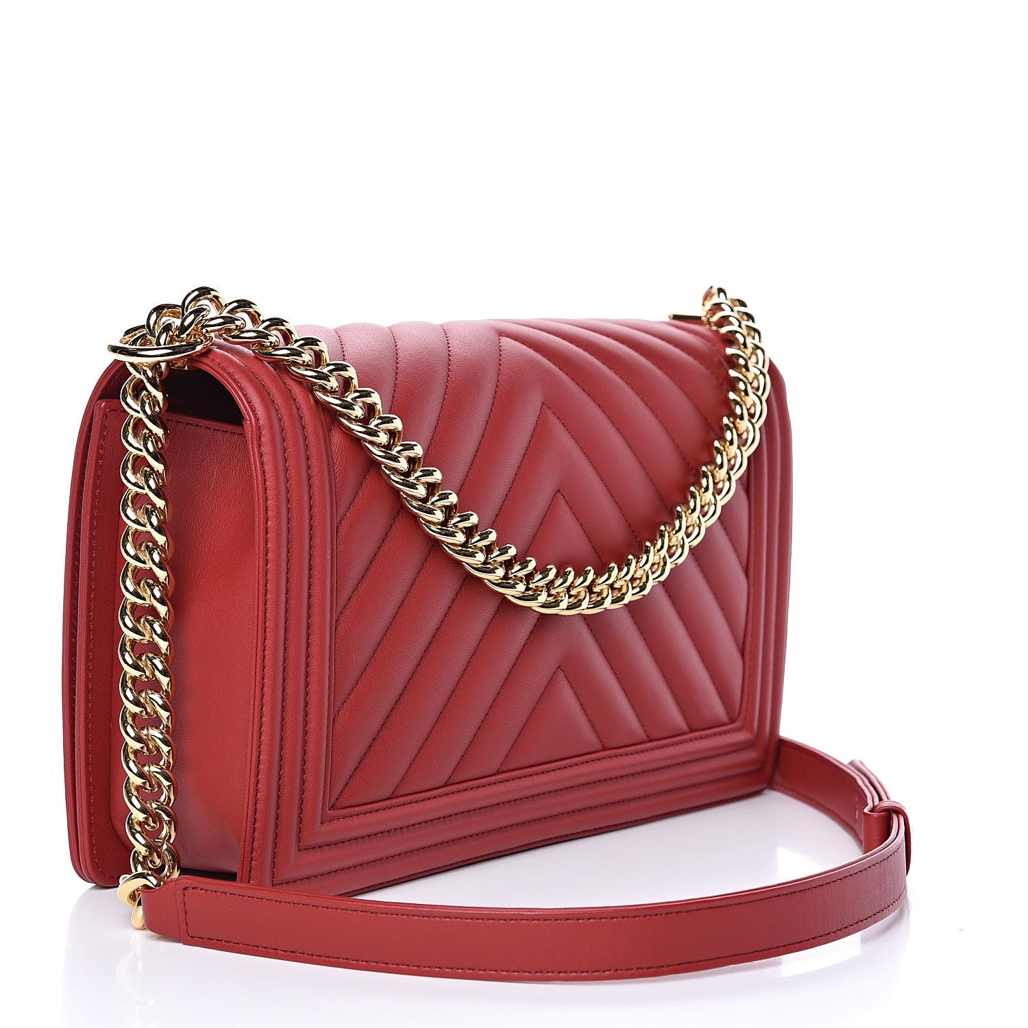 Chanel Calfskin Chevron Quilted New Medium Boy Flap Red 3 of 11