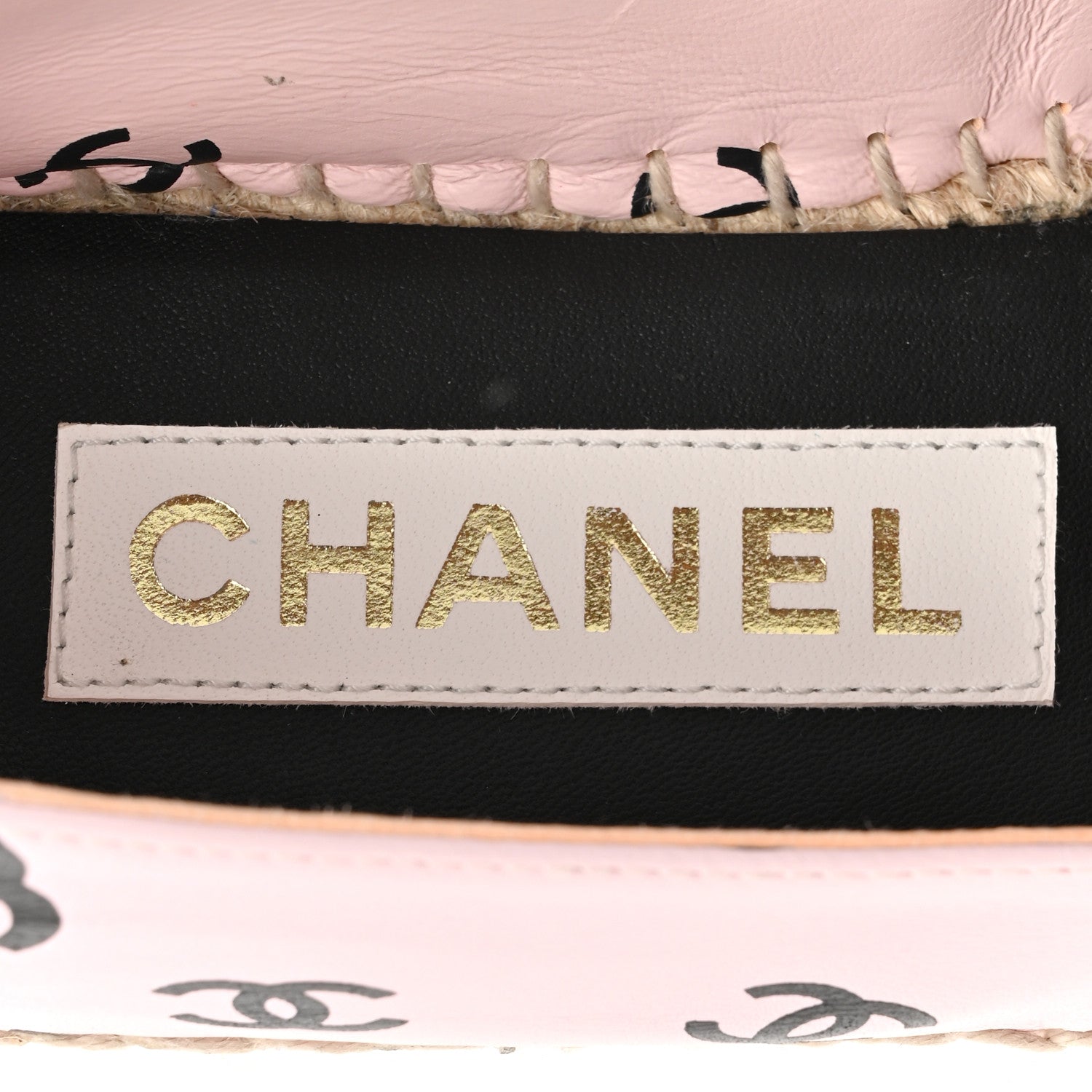 Chanel Lambskin Printed Coco Beach Espadrilles 36 Light Pink Black 8 of 12