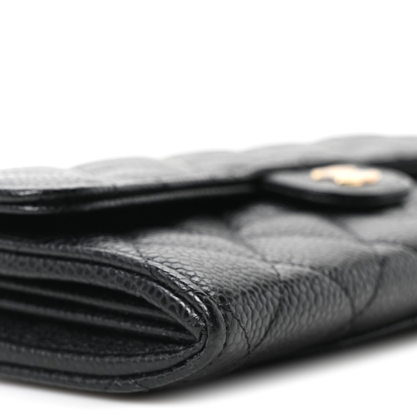 Caviar Quilted Large Gusset Flap Wallet Black