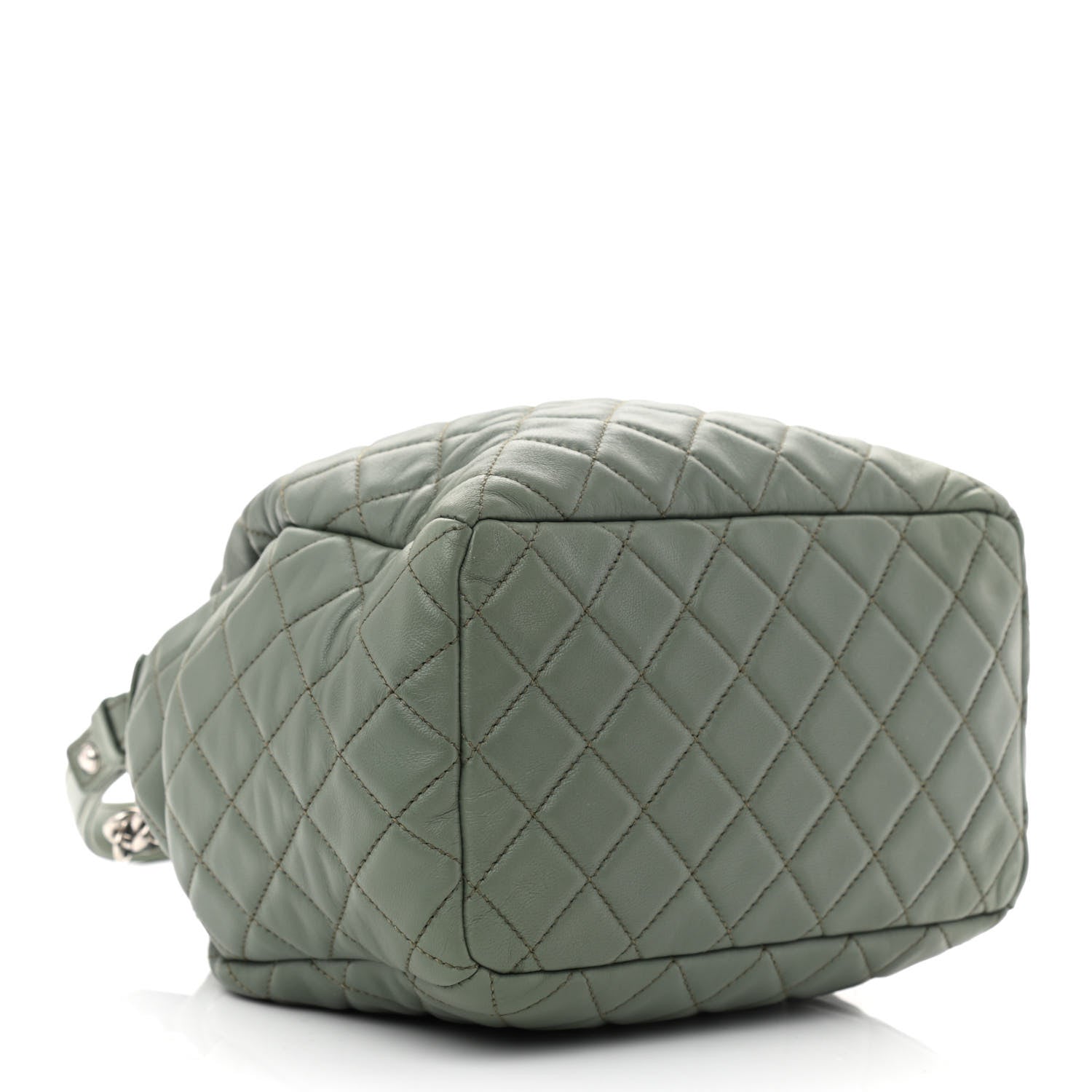 Chanel Lambskin Quilted Small CC Chain Bucket Drawstring Bag Green 4 of 10