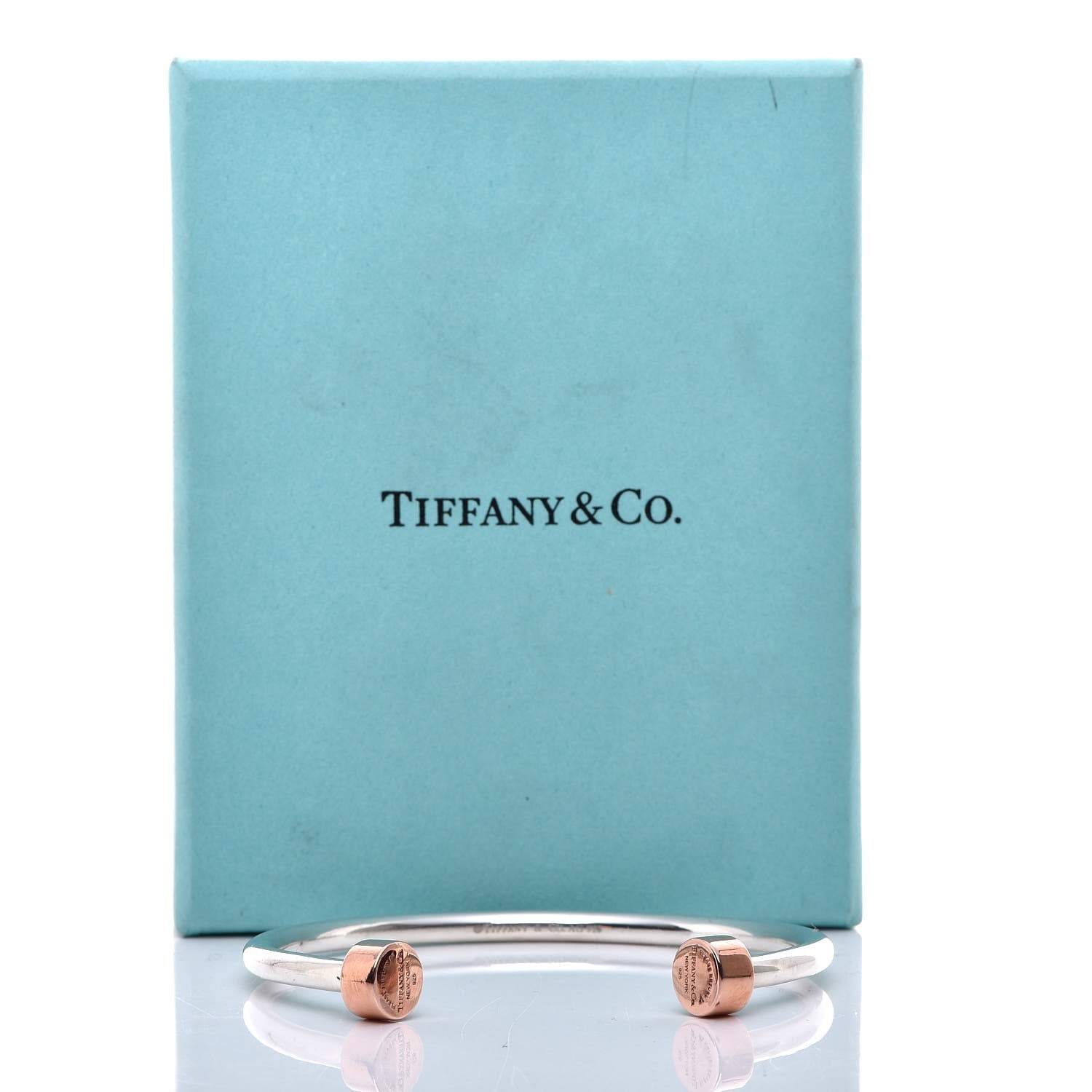 Tiffany Sterling Silver Rubedo Return to Tiffany Narrow Circle Edge Cuff Bracelet 6 of 6