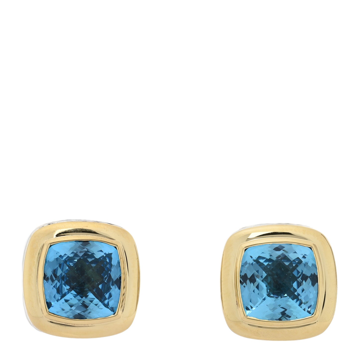 Sterling Silver 18K Yellow Gold Blue Topaz 11mm Albion Earrings