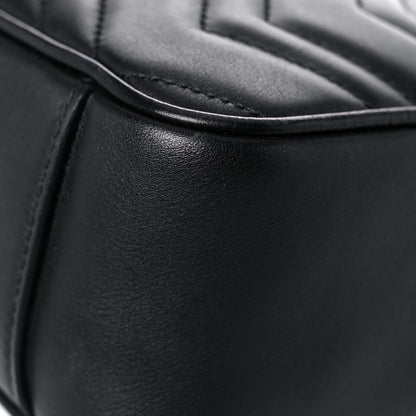 Gucci Calfskin Matelasse Medium GG Marmont Shoulder Bag Black 12 of 21