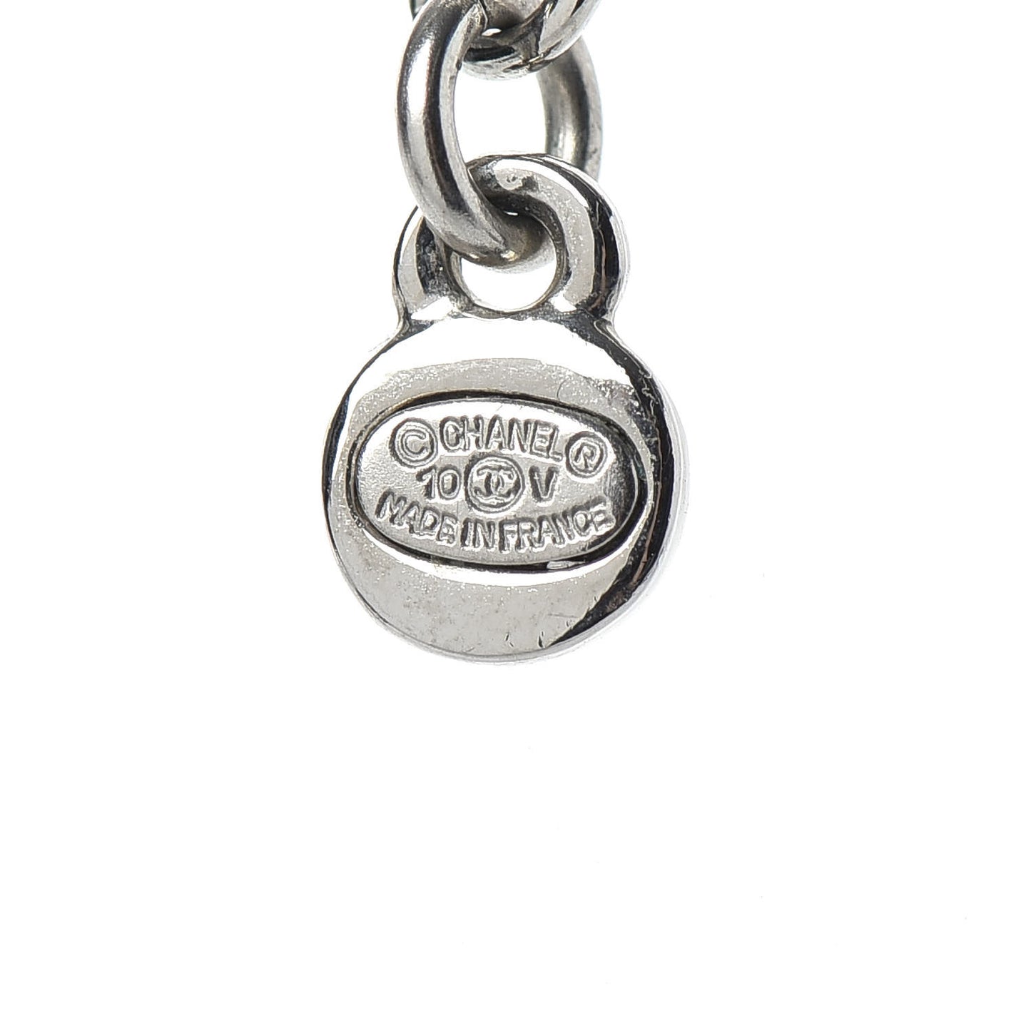 Crystal CC Drop Pendant Necklace Silver