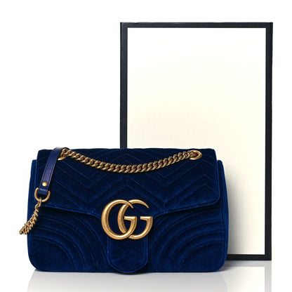 Gucci Velvet Matelasse Medium GG Marmont Shoulder Bag Cobalt Blue 13 of 13