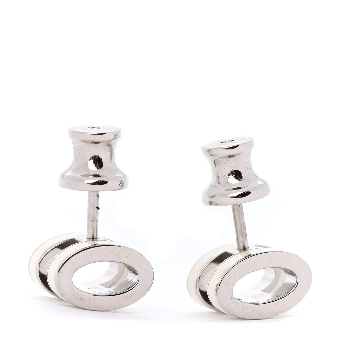 Palladium Lacquered Mini Pop H Earrings White