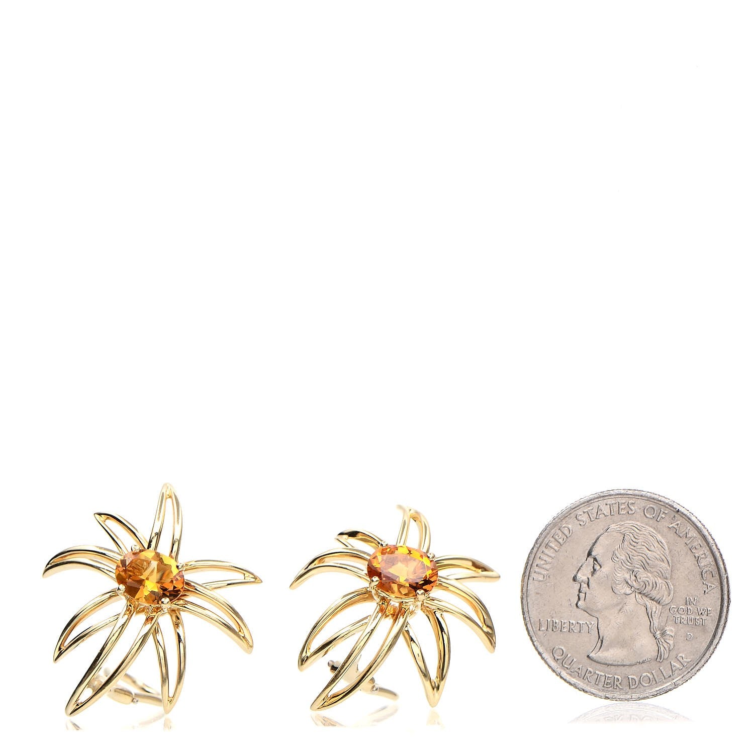 Tiffany 18K Yellow Gold Citrine Fireworks Clip On Earrings 2 of 5