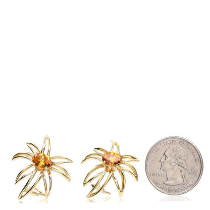 Tiffany 18K Yellow Gold Citrine Fireworks Clip On Earrings 2 of 5