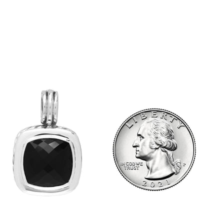 David Yurman Sterling Silver Black Onyx 14mm Albion Enhancer Pendant 2 of 3
