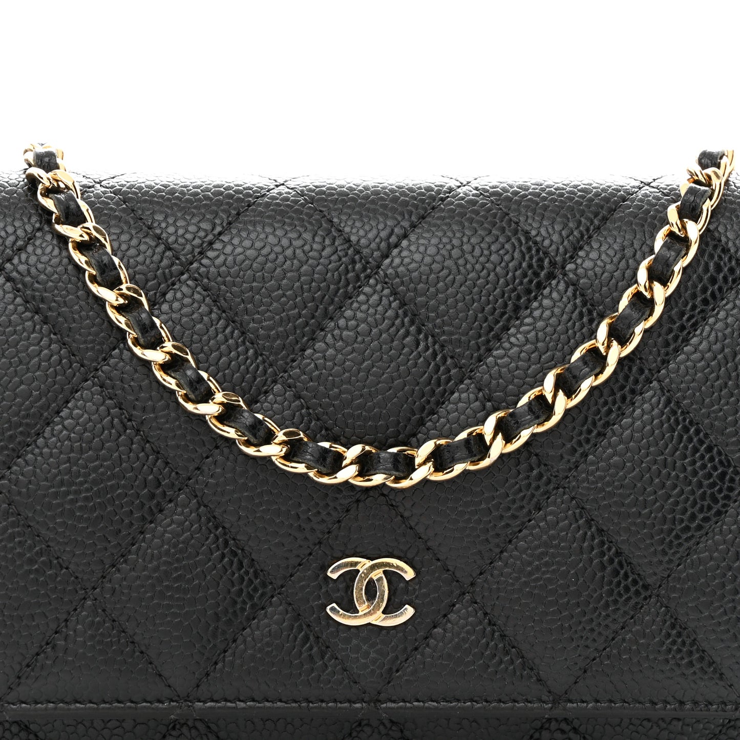 Caviar Quilted Wallet On Chain WOC Black