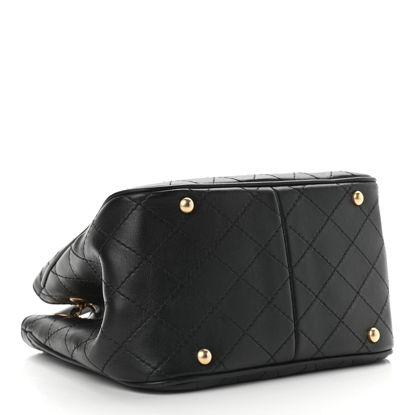 Calfskin Stitched Small Egyptian Amulet Drawstring Bag Black