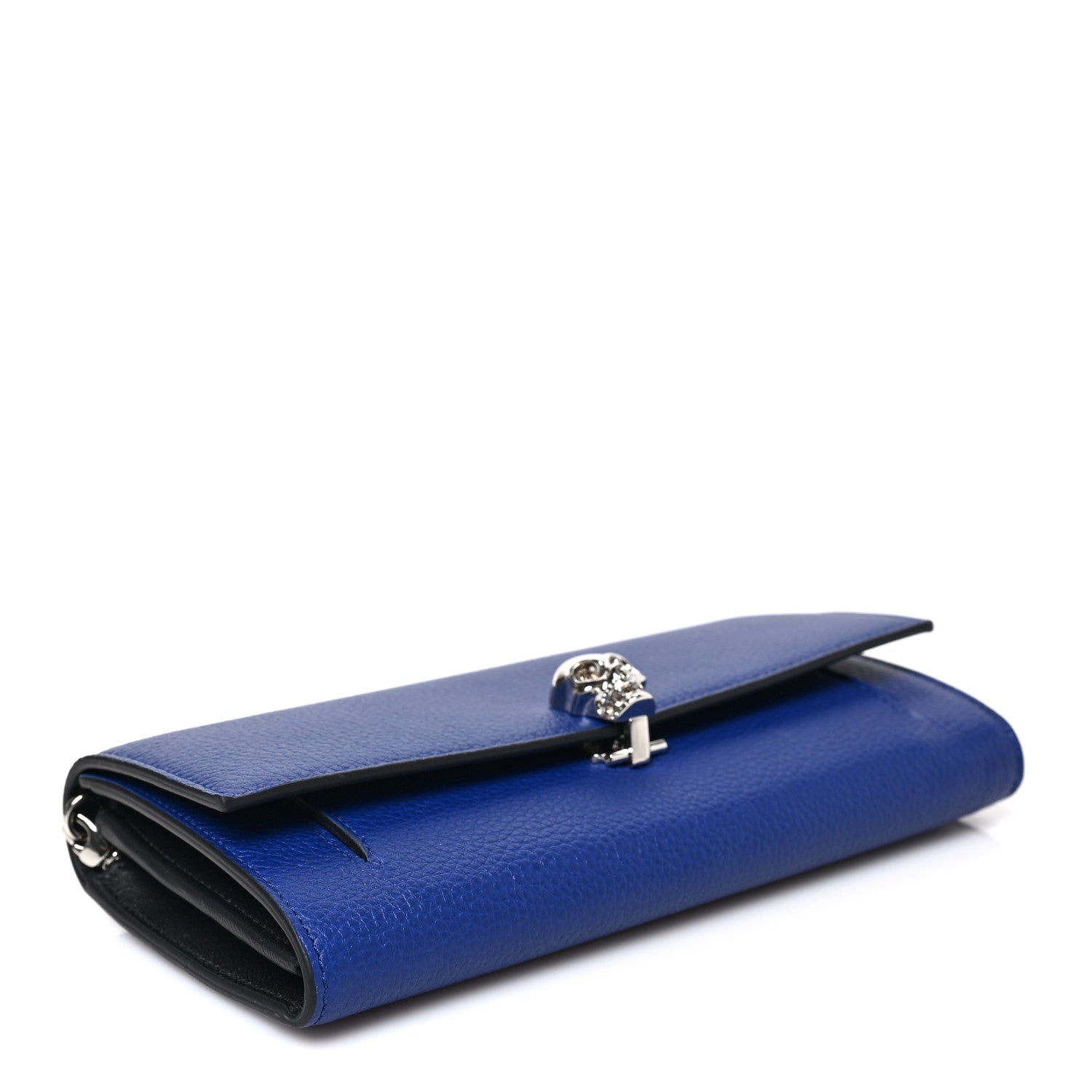 Alexander McQueen Pebbled Calfskin Skull Wallet on Chain Cobalt Blue 4 of 8