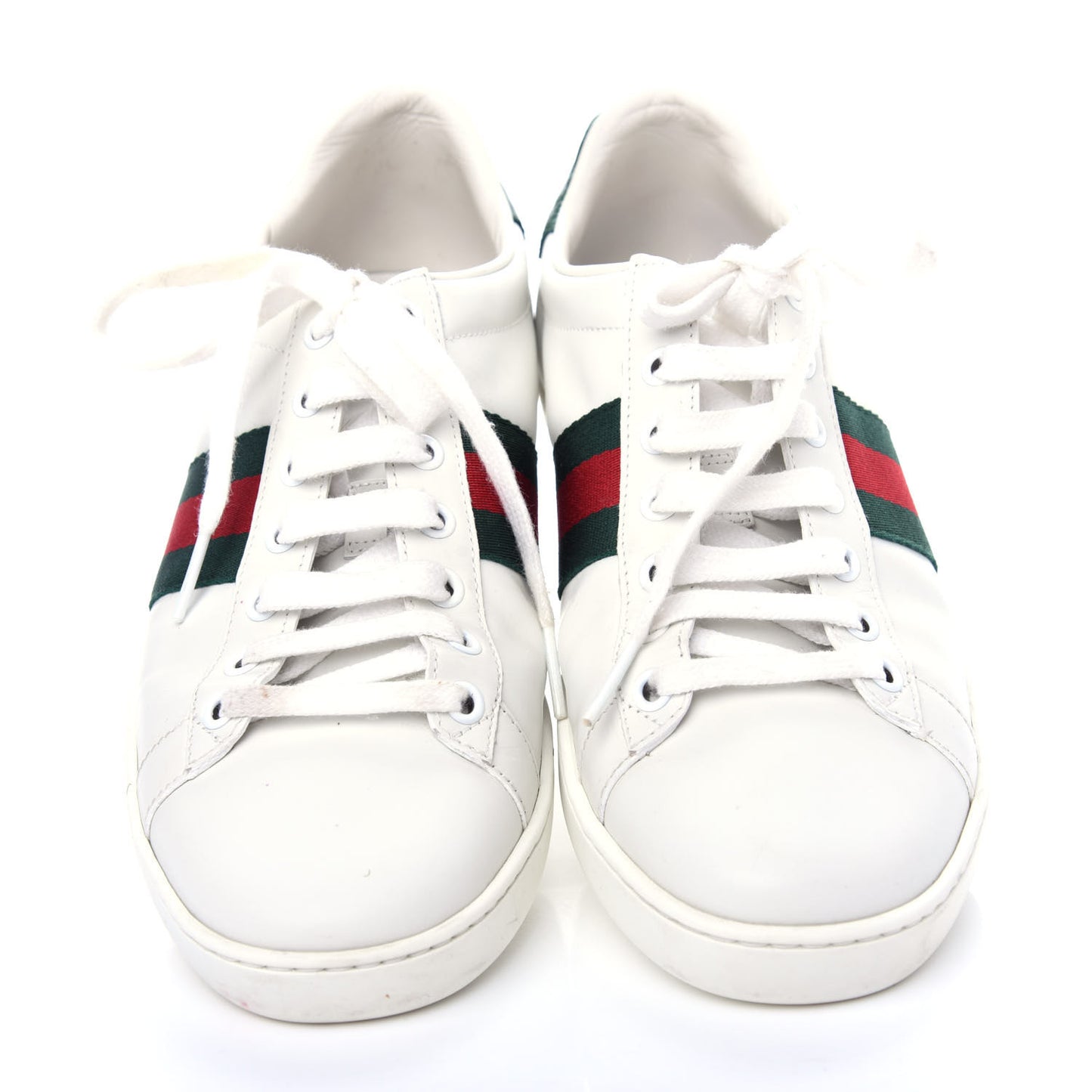 Calfskin Crocodile Web Womens Ace Sneakers 38 White Green