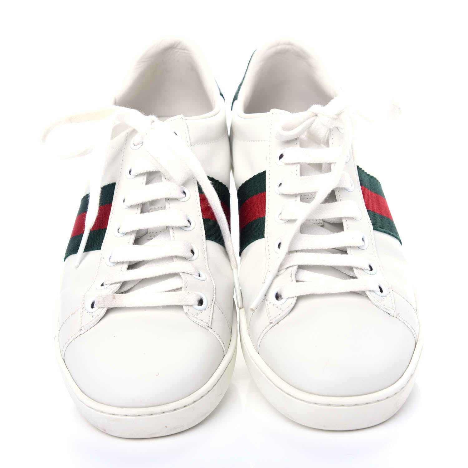 Gucci Calfskin Crocodile Web Womens Ace Sneakers 38 White Green 5 of 12