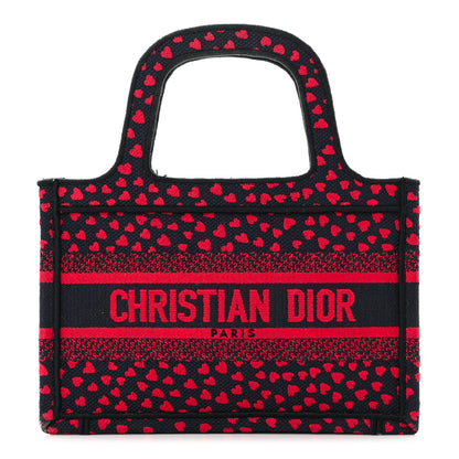 Christian Dior Canvas Embroidered Pop Heart I Love Paris Mini Book Tote Red Multicolor 1 of 11
