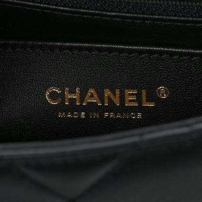 Chanel Lambskin Enamel Pearl Quilted Mini Charm Me Square Flap Black 6 of 12