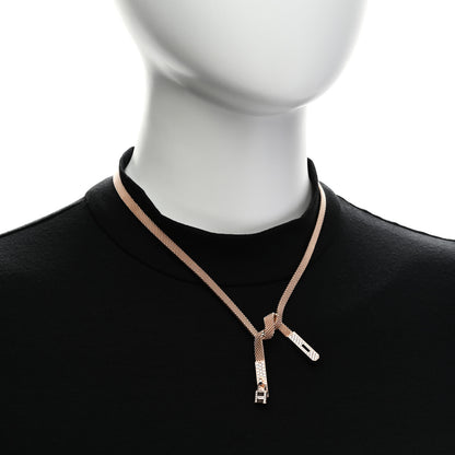 Hermes 18K Rose Gold Diamond Kelly Gavroche Necklace SH 2 of 6