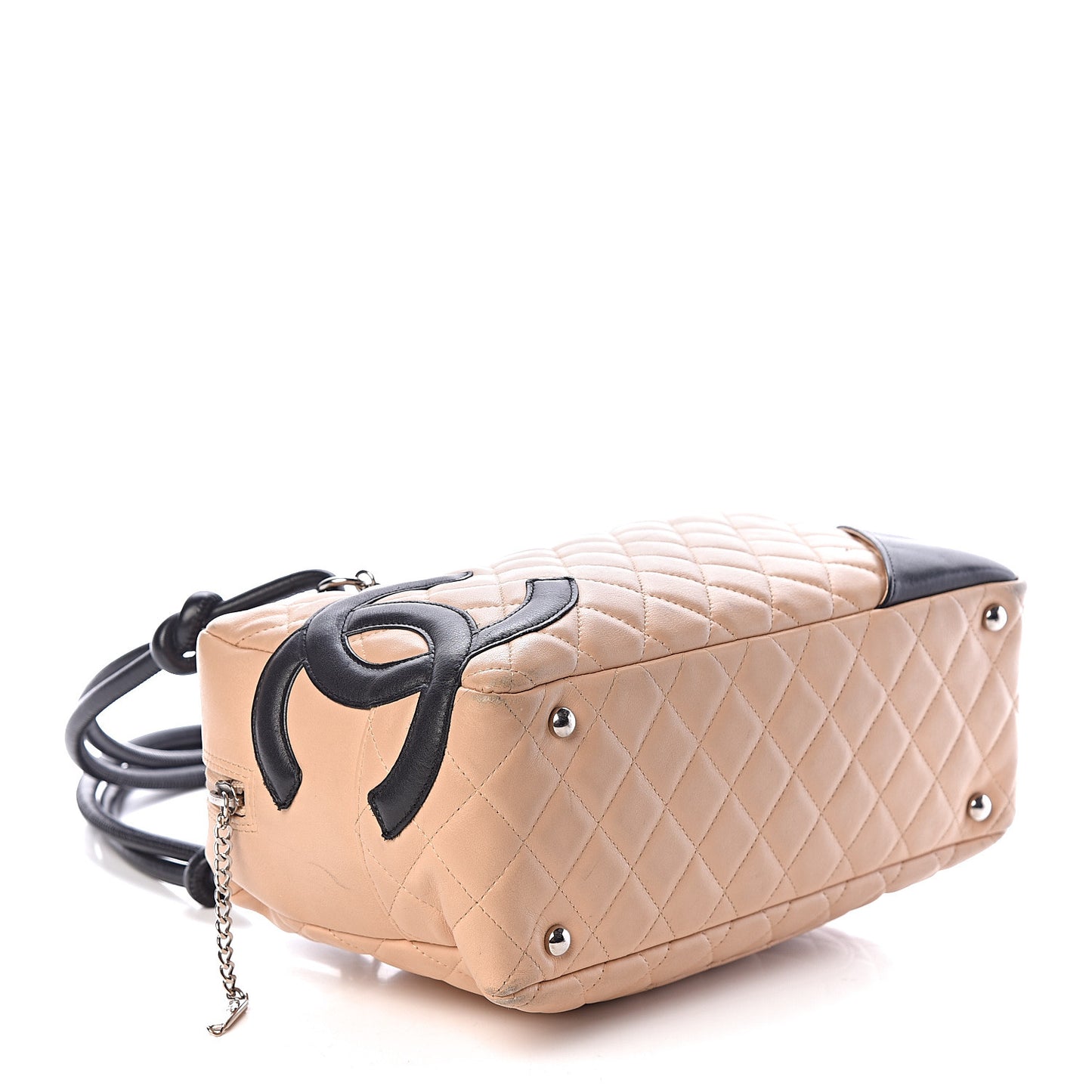 Calfskin Quilted Large Cambon Bowler Beige Black