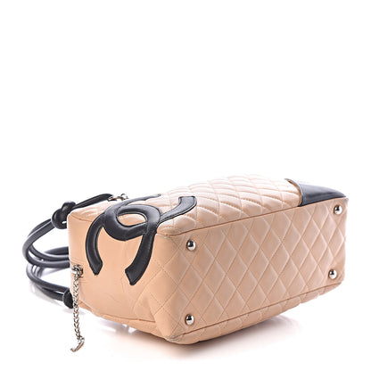 Chanel Calfskin Quilted Large Cambon Bowler Beige Black 4 of 9