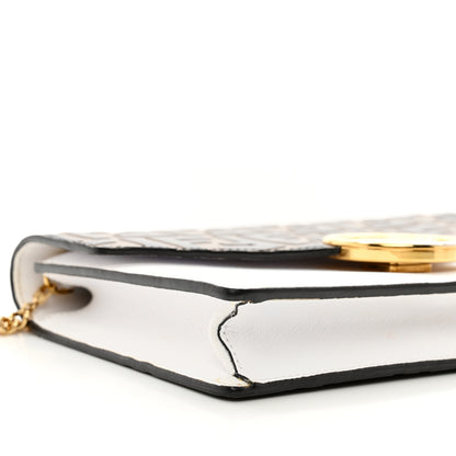 Fendi Vitello Cruise F is Fendi FF 1974 Embossed Medium Envelope Wallet On Chain Optical White Maya Black 8 of 11