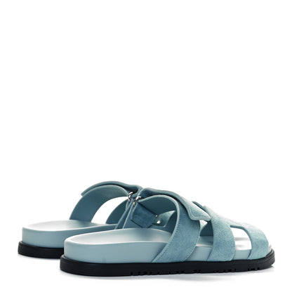 Hermes Suede Goatskin Womens Chypre Sandals 39 Vert d'eau 4 of 9