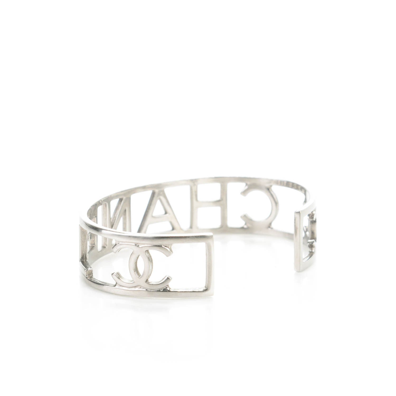 Chanel Metal Logo Cuff Silver 3 of 5