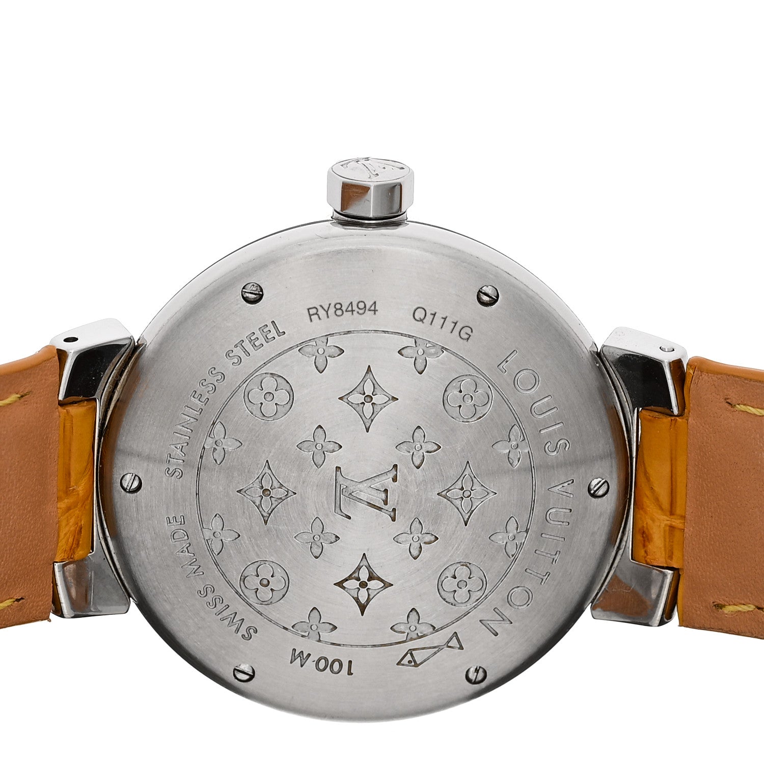 Louis Vuitton Stainless Steel Alligator Diamond 39mm Tambour