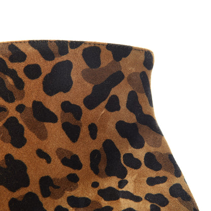 Christian Louboutin Veau Velours Leopard Print Eloise Booty 85 Ankle Boots 37.5 Caramel 11 of 12