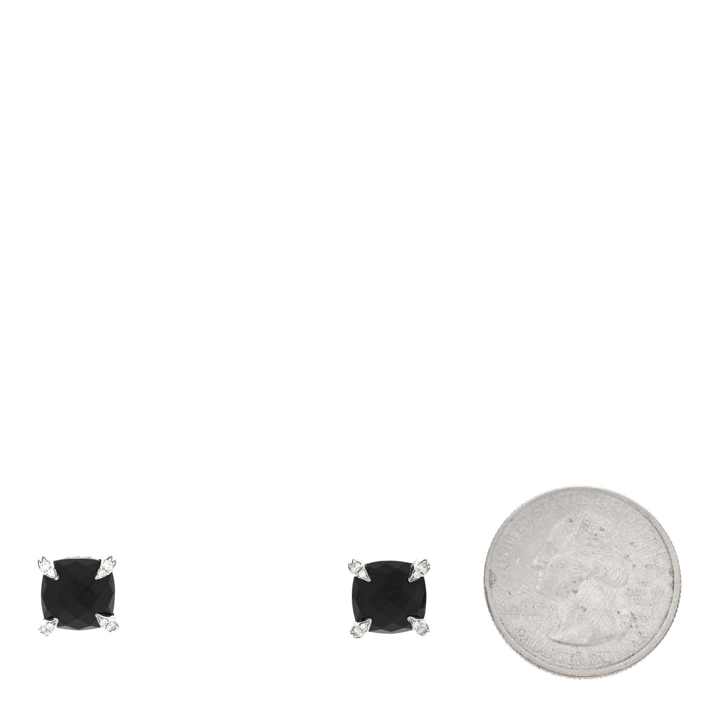 Sterling Silver Diamond Black Onyx 9mm Chatelaine Earrings