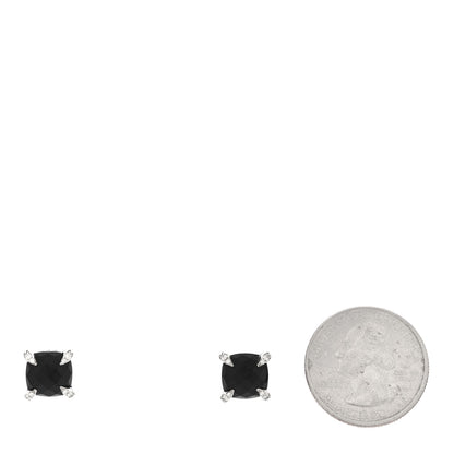 David Yurman Sterling Silver Diamond Black Onyx 9mm Chatelaine Earrings 2 of 4