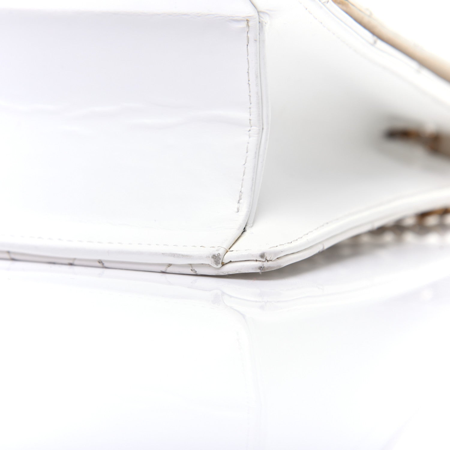 Chanel Glazed Calfskin Stitched Mini Square Flap White 18 of 19