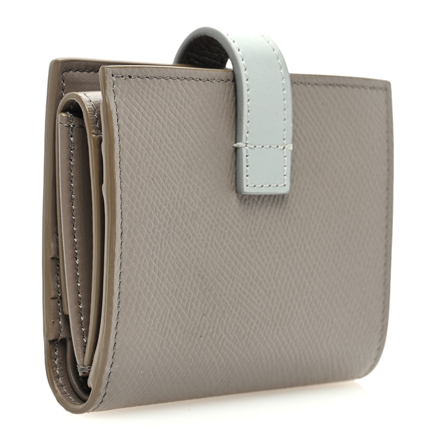 Grained Calfskin Small Multifunction Strap Wallet Pebble Mineral