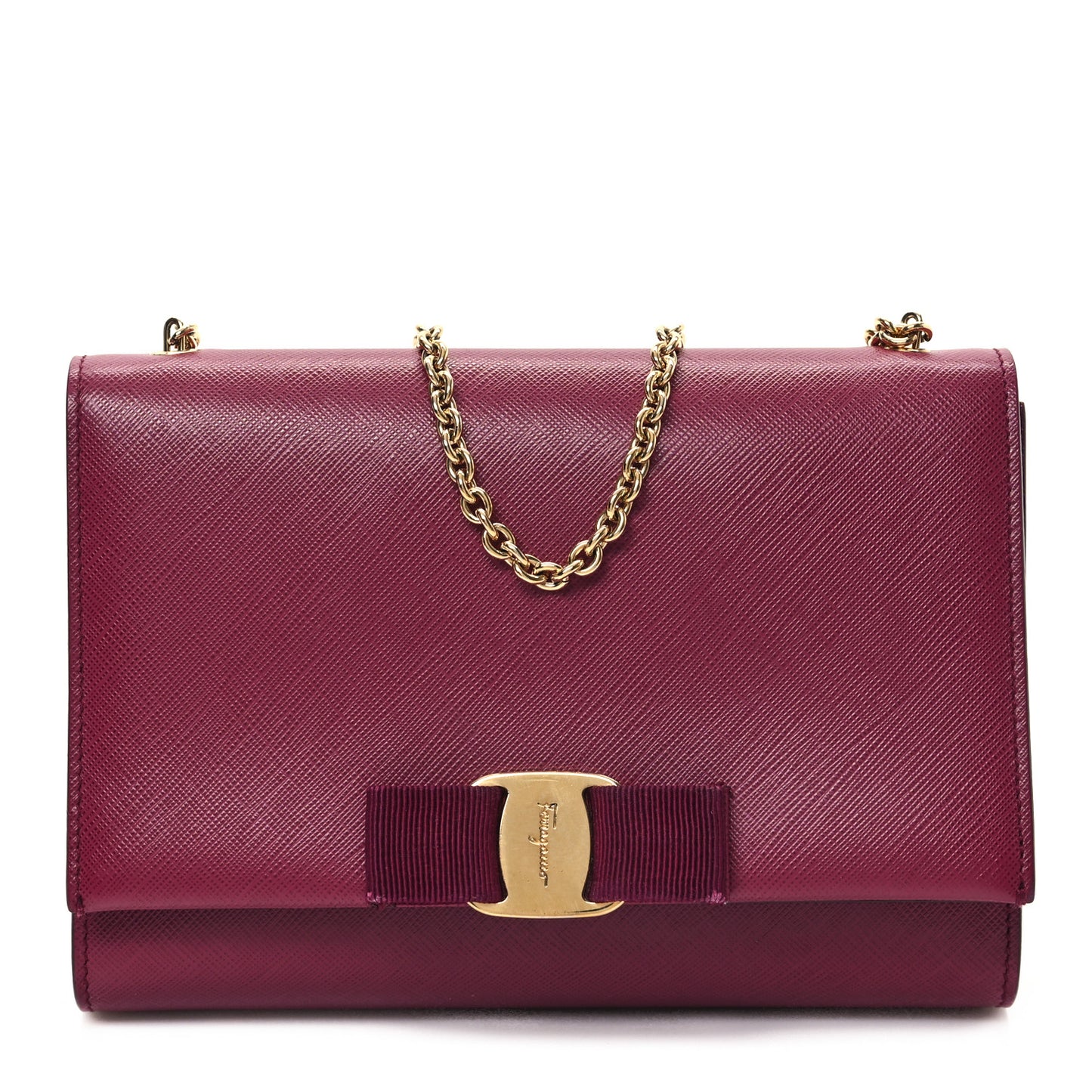 Hammered Calfskin Mini Miss Vara Bow Chain Bag Sangria