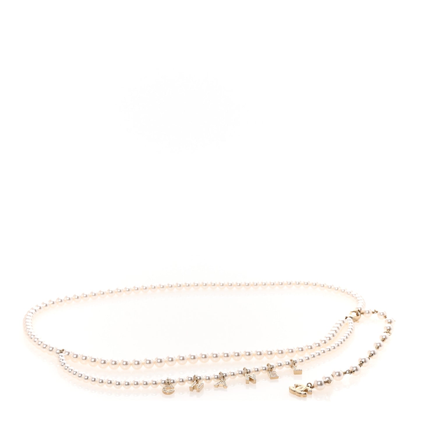 Pearl Crystal CC Logo Belt 80 Gold