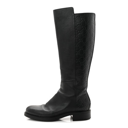Gucci Microguccissima Knee High Riding Boots 40.5 Black 1 of 10