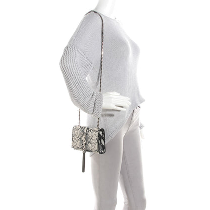 Saint Laurent Python Small Monogram Kate Tassel Satchel Black White 2 of 6