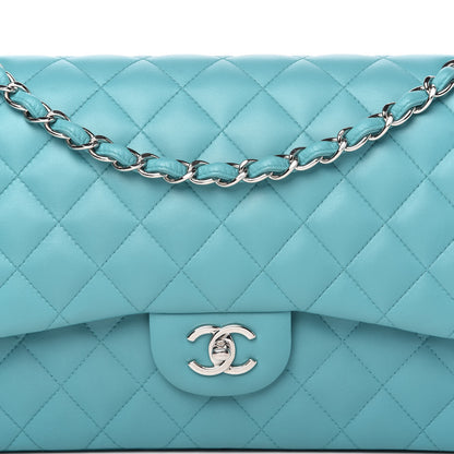 Chanel Lambskin Quilted Jumbo Double Flap Turquoise 10 of 10